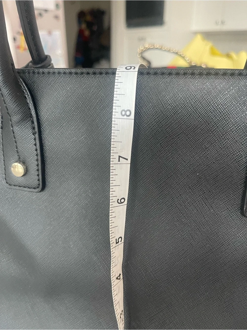 New York & Company Black Saffiano Satchel with Gold Accents